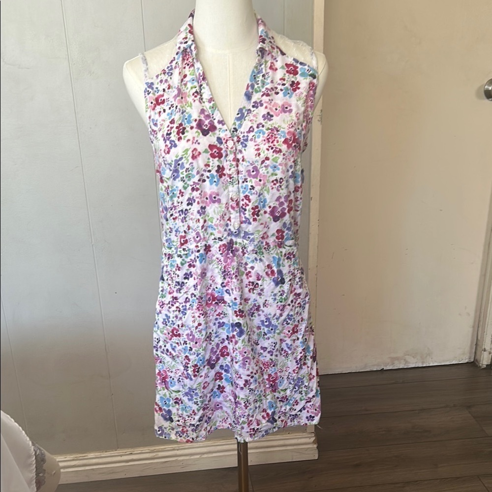 Ambiance Floral Patterned Dress with Gold Accents